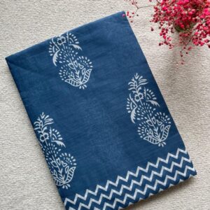 Indigo Grace MulMul Cotton Saree | BlushSarees.in |