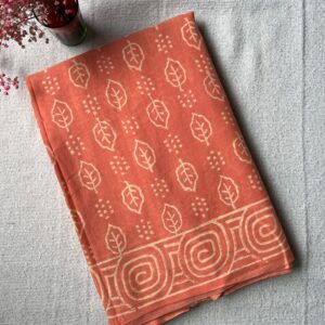 Terracotta Trails Orange Mulmul Cotton Saree | BlushSarees.in |