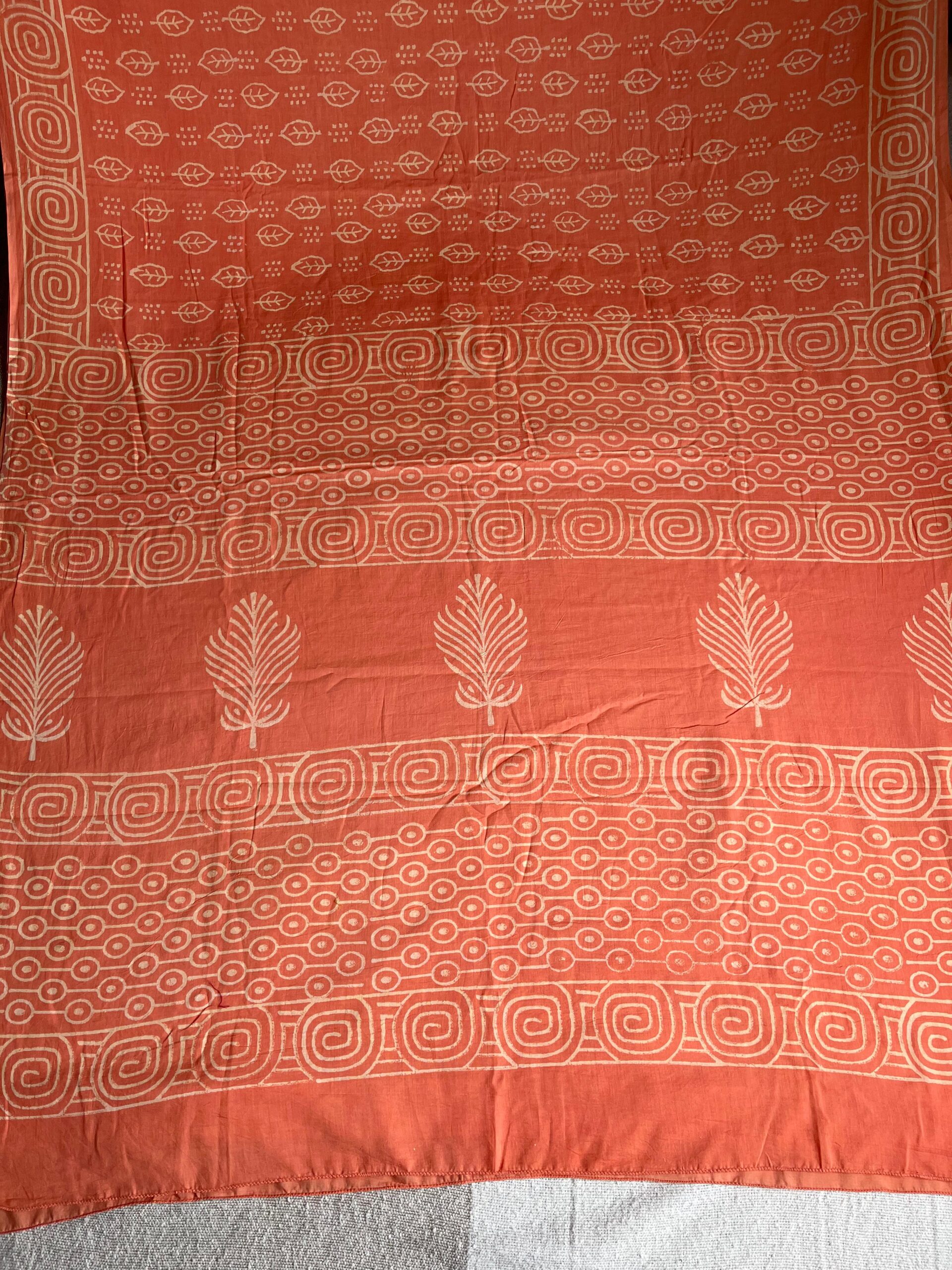 Terracotta Trails Orange Mulmul Cotton Saree | BlushSarees.in | - Image 2