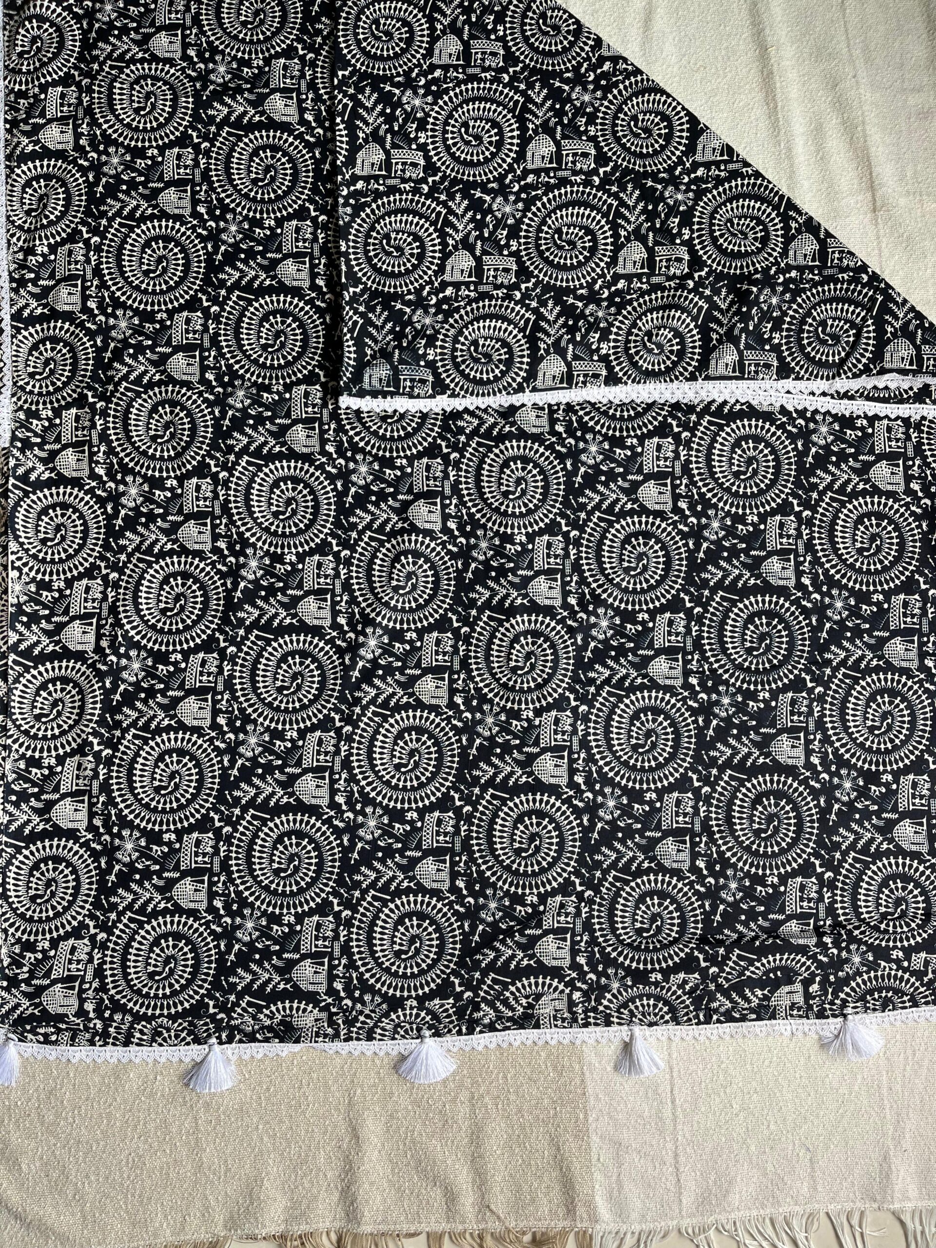 Warli Weave Cotton Saree with Tassels | BlushSarees.in | - Image 2