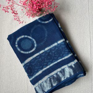 Neel Tara Indigo Linen Cotton Saree | BlushSarees.in |