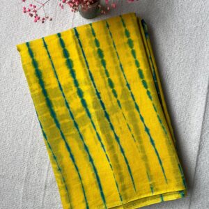 Haldi Teal Shibori Print Mulmul Cotton Saree| BlushSarees.in|