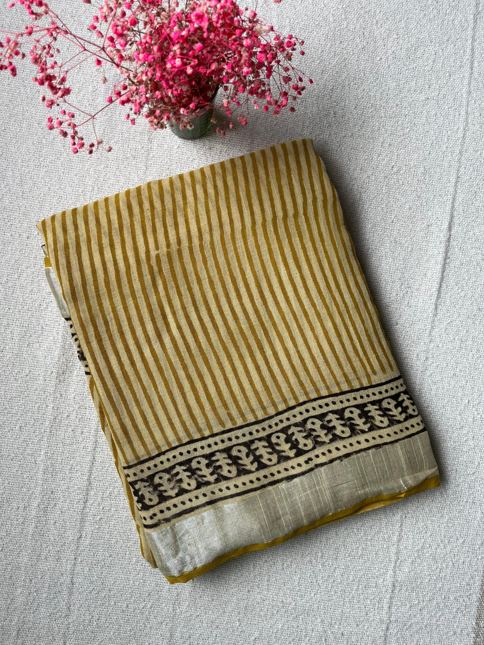 Sanjh Linen Cotton Saree | BlushSarees.in |
