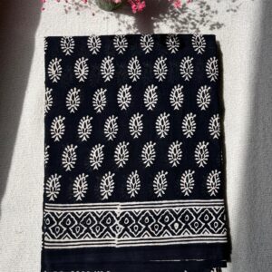 Raat Roshni Handblock Printed Mulmul Cotton Saree| BlushSarees.in |