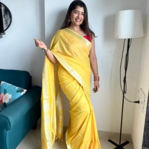 Sunheri Shaam Linen Cotton Saree | BlushSarees.in |