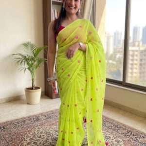 Lime & Love Khadi Cotton Saree | BlushSarees.in |