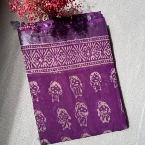 Lavender Leher Linen Cotton Saree | BlushSarees.in |